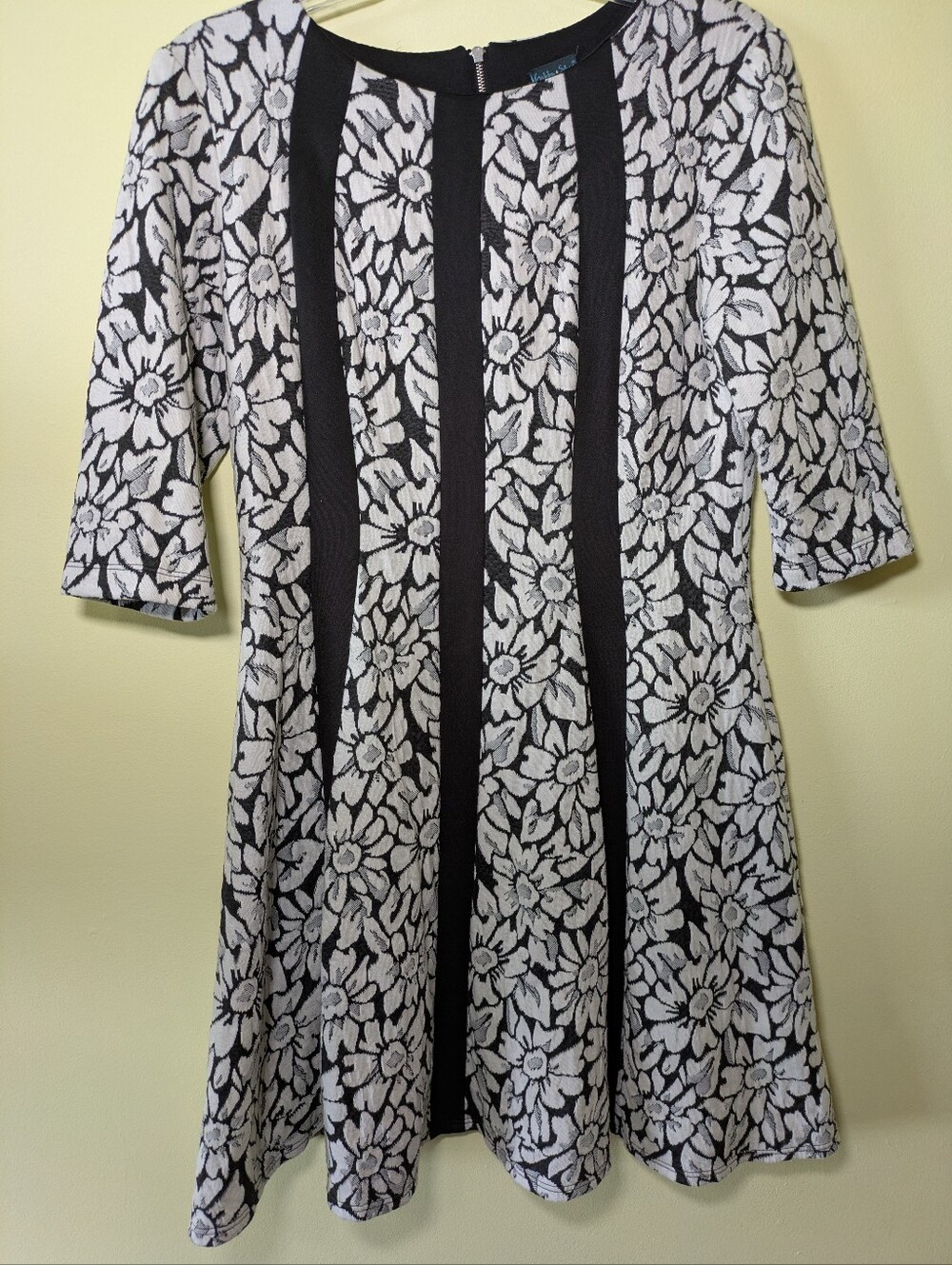 Gabby Style Black And White Floral Fit And Flare Dress 10